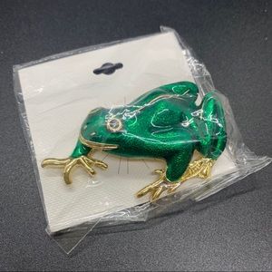 Metallic Green Frog Brooch NIP